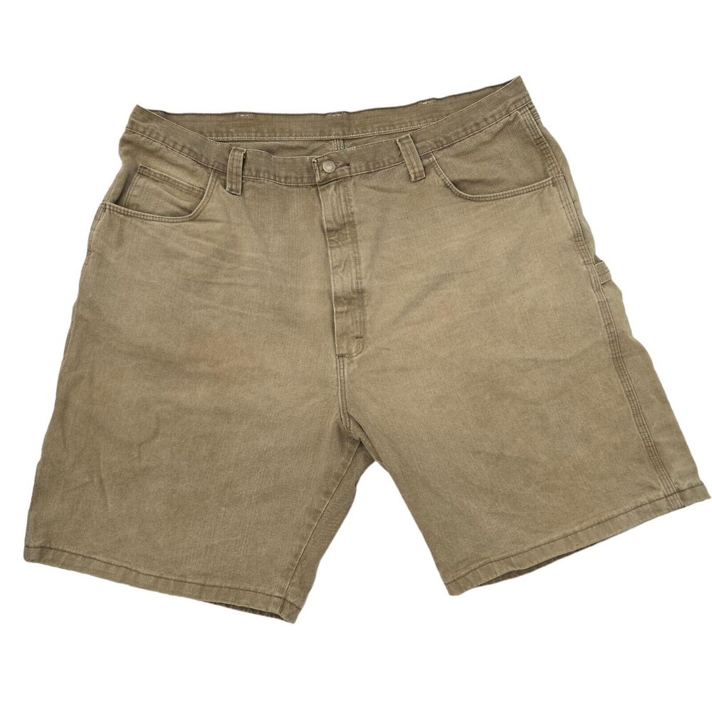 Wrangler Mens Denim Shorts sz 42 Tan Brown Pockets 9.5" Inseam 42x23 100% Cotton